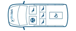 KOMBI in Rollstuhlausführung - 1 Rollstuhl Platz und 4 Sitze